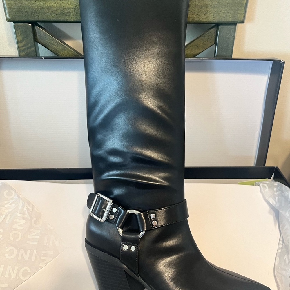 INC International Concepts Black Knee-High Boots